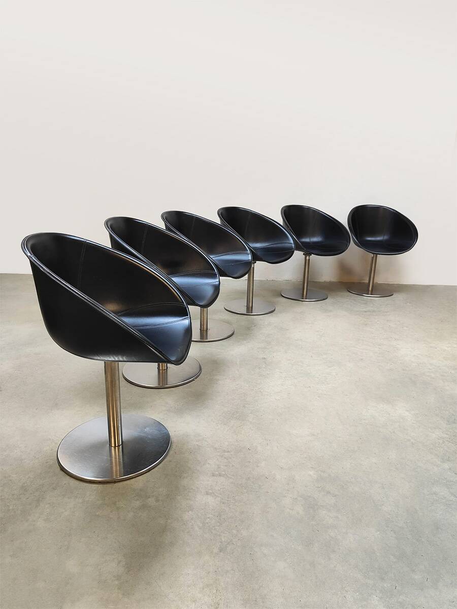 Vintage Italian design swivel dining chairs 'Mad men style'