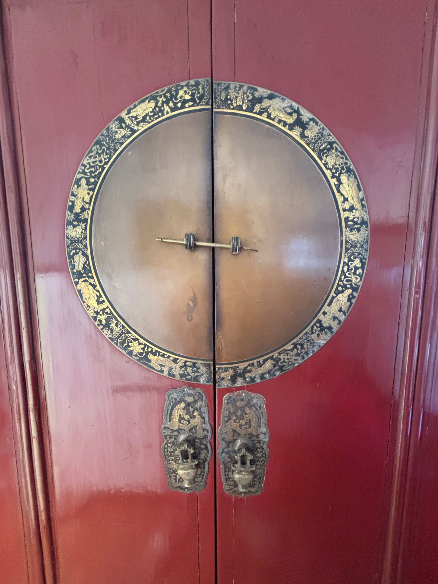 19th-century lacquered Chinese wedding armoire