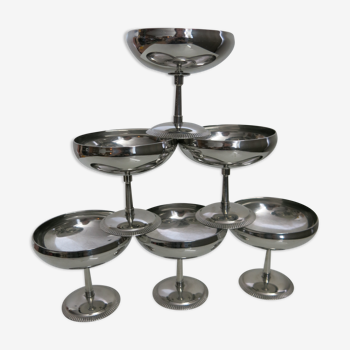 Set of six stainless steel cups from Letang-Rémy