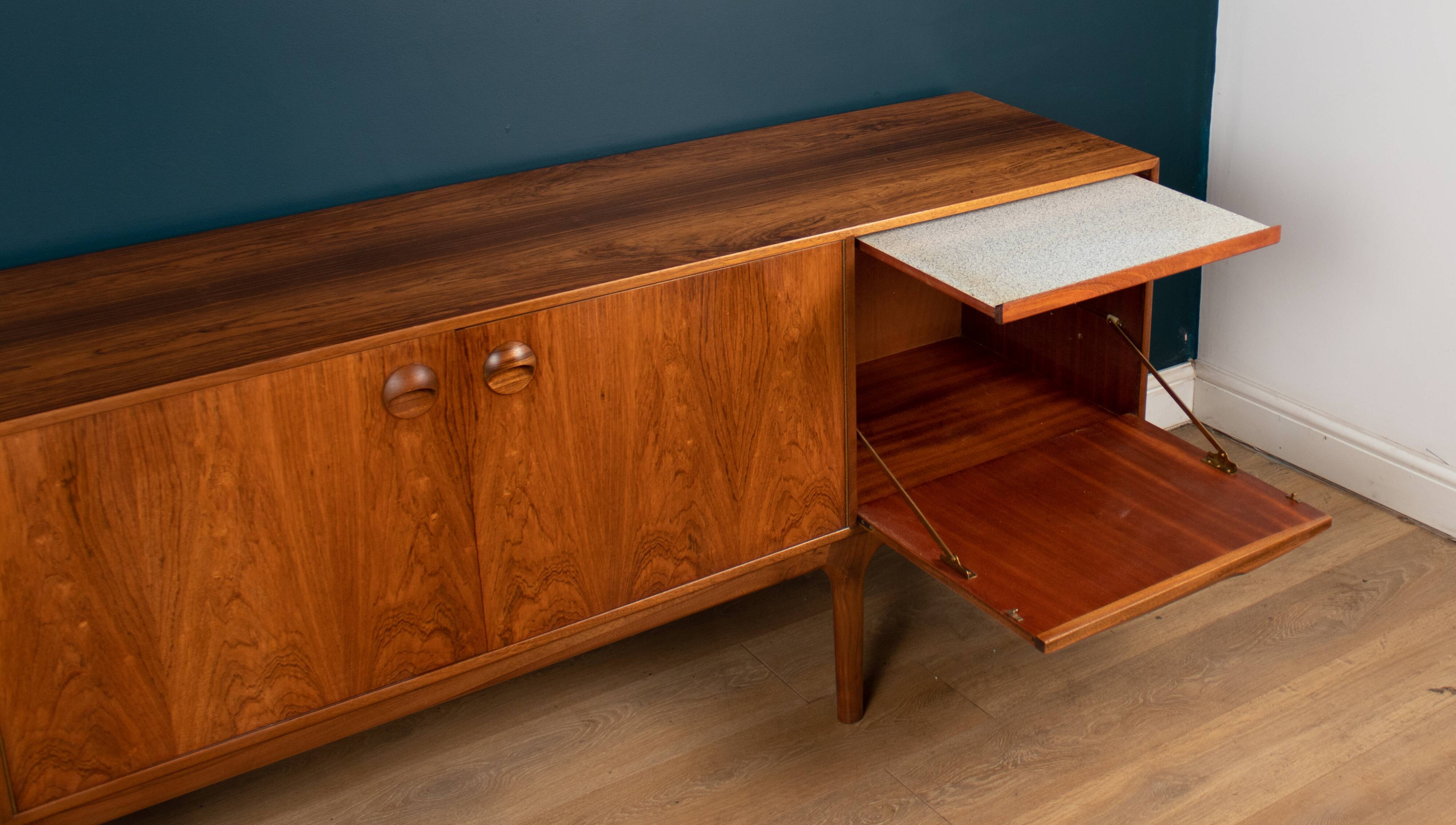 Retro 1960s restored long rosewood mcintosh torpedo sideboard
