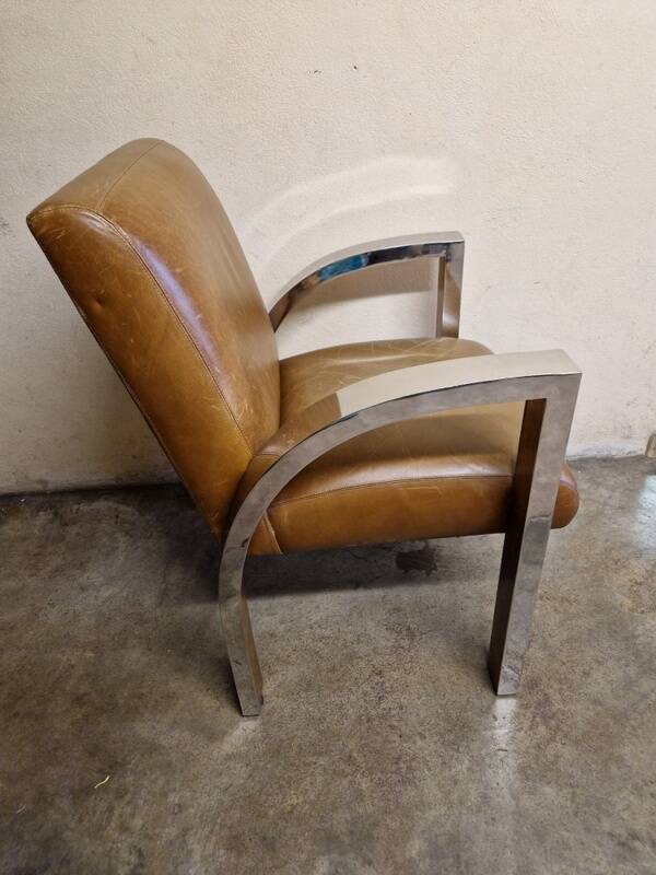 Aviator chair - In walnut veneer and chrome metal - 1970s design