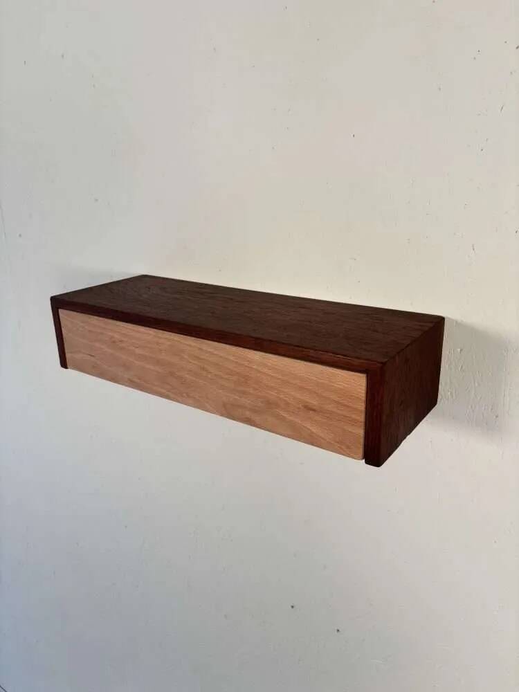 Vintage floating commode in teak and beech wood from the 1960s.