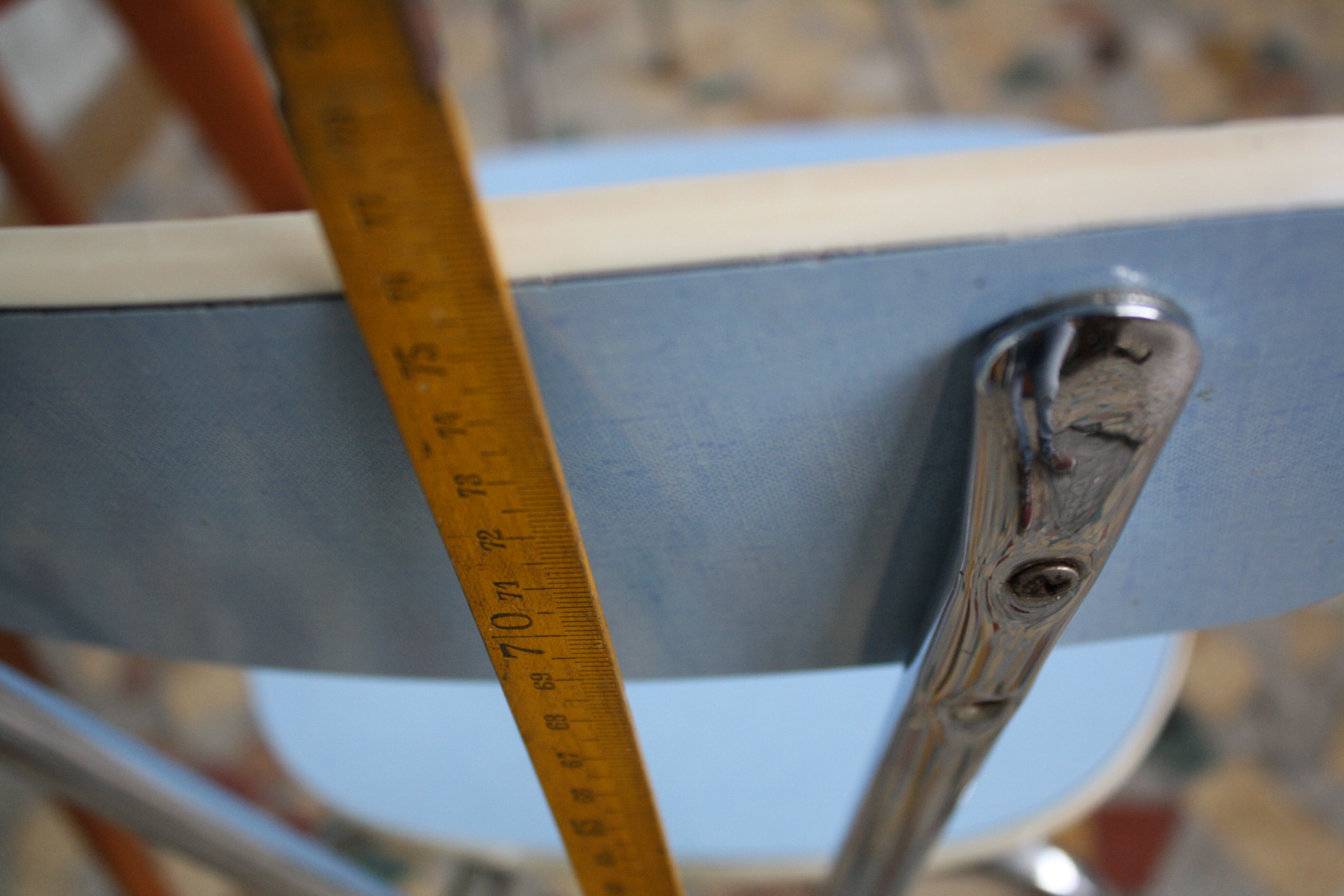 Pair of blue vintage formica kitchen chairs