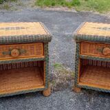 Pair of rattan bedsides