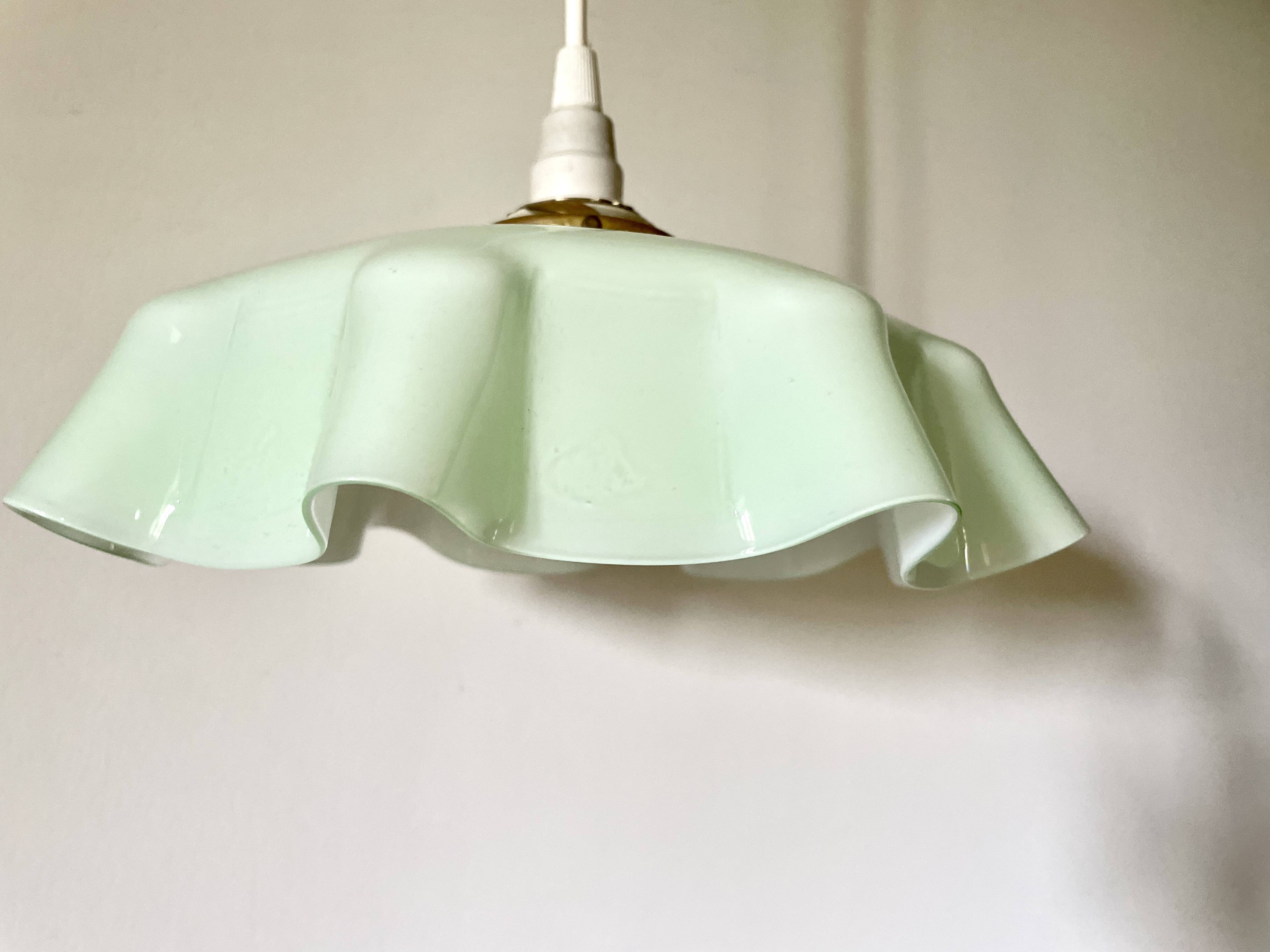 Mint green draped pendant light