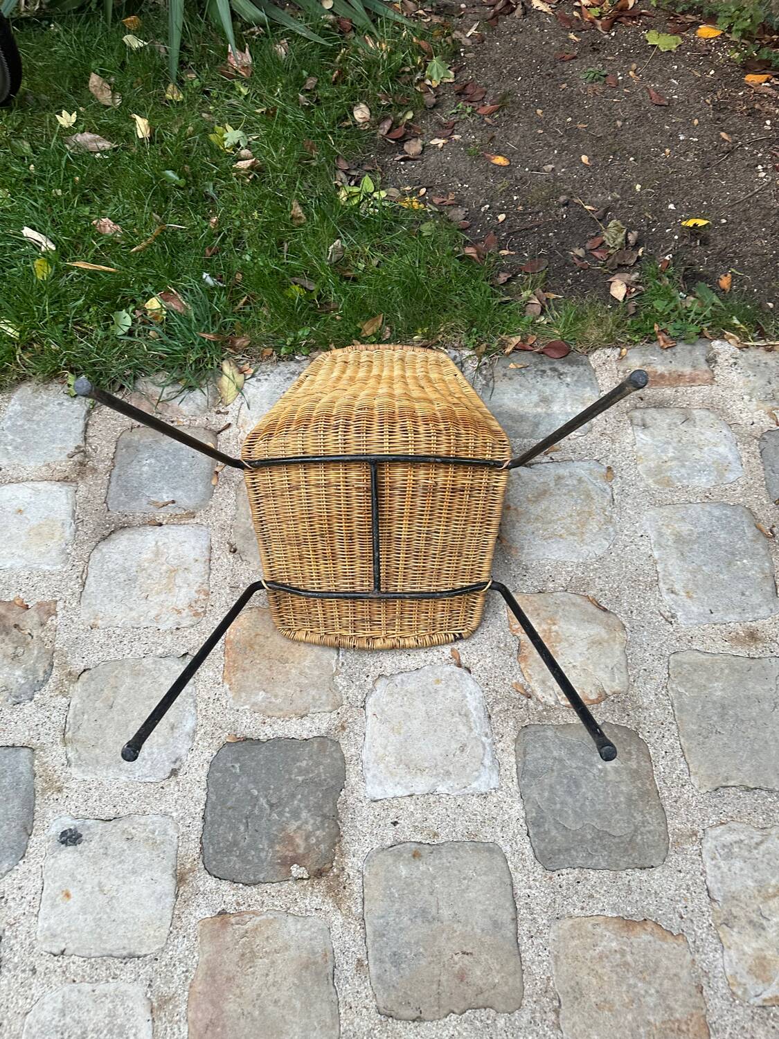 Woven rattan and metal chairs - 1950s/1960s