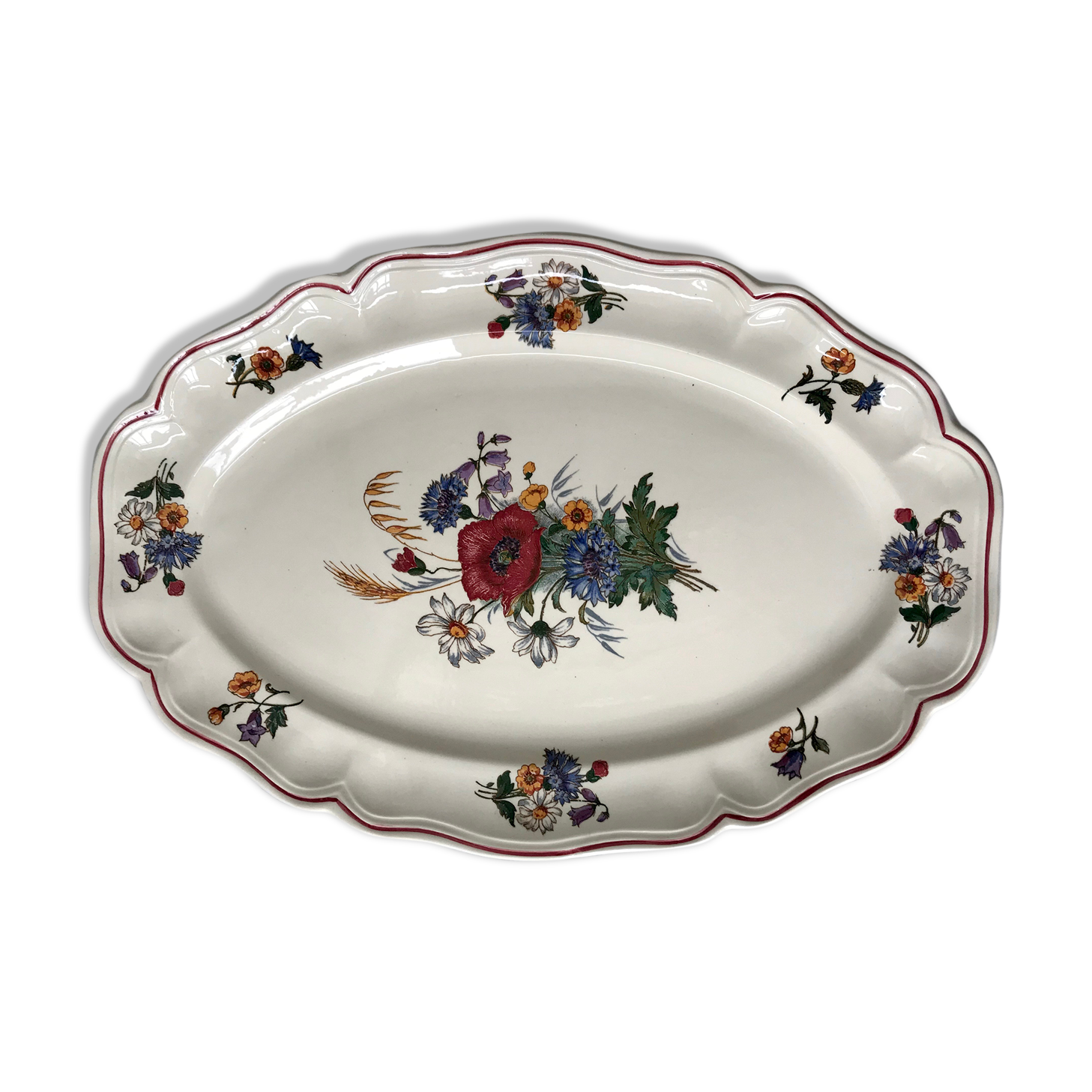 Dish oval Digoin Sarreguemines model Agreste 50s