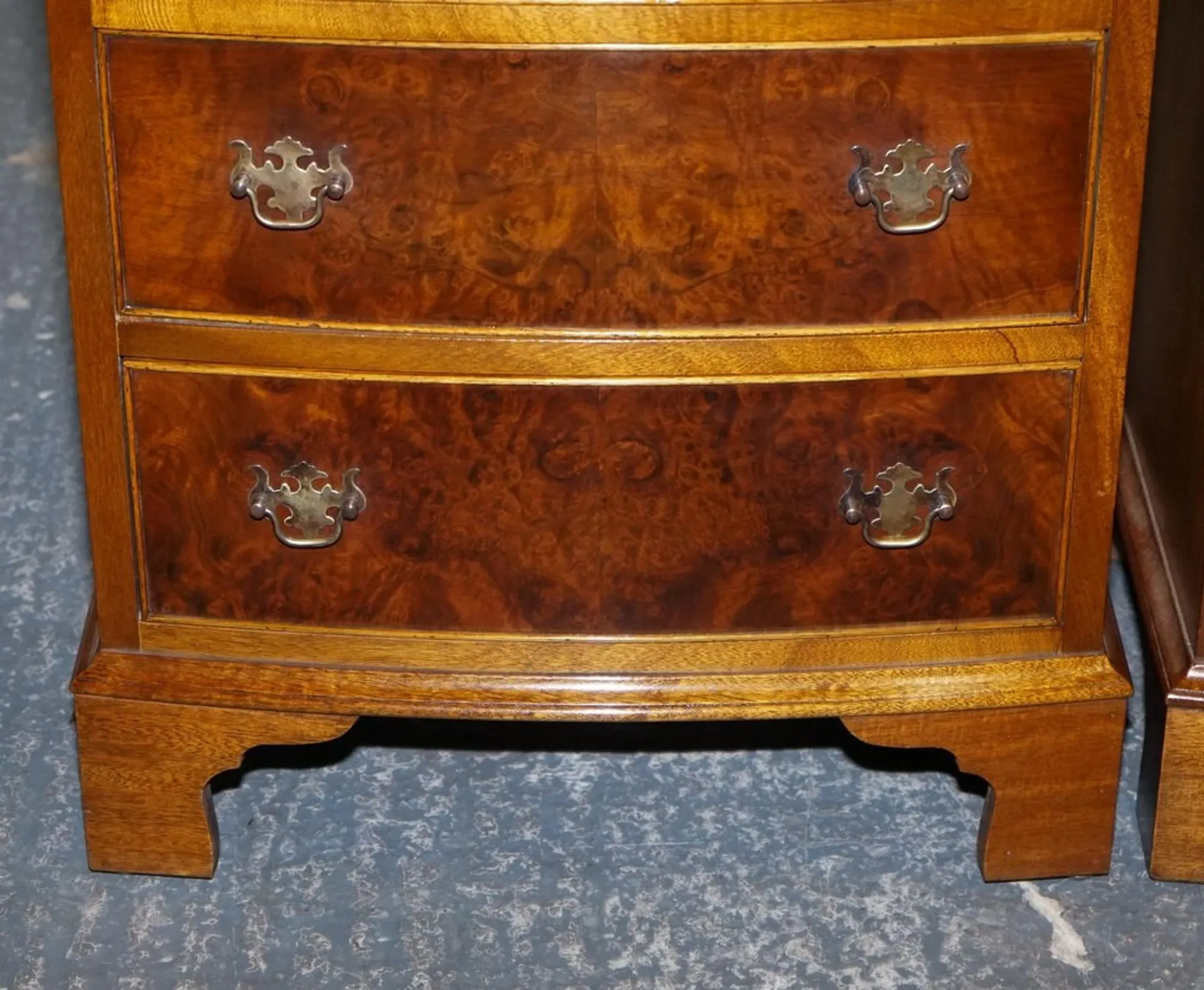 Nightstands in Walnut Burl with Drawers, Set of 2