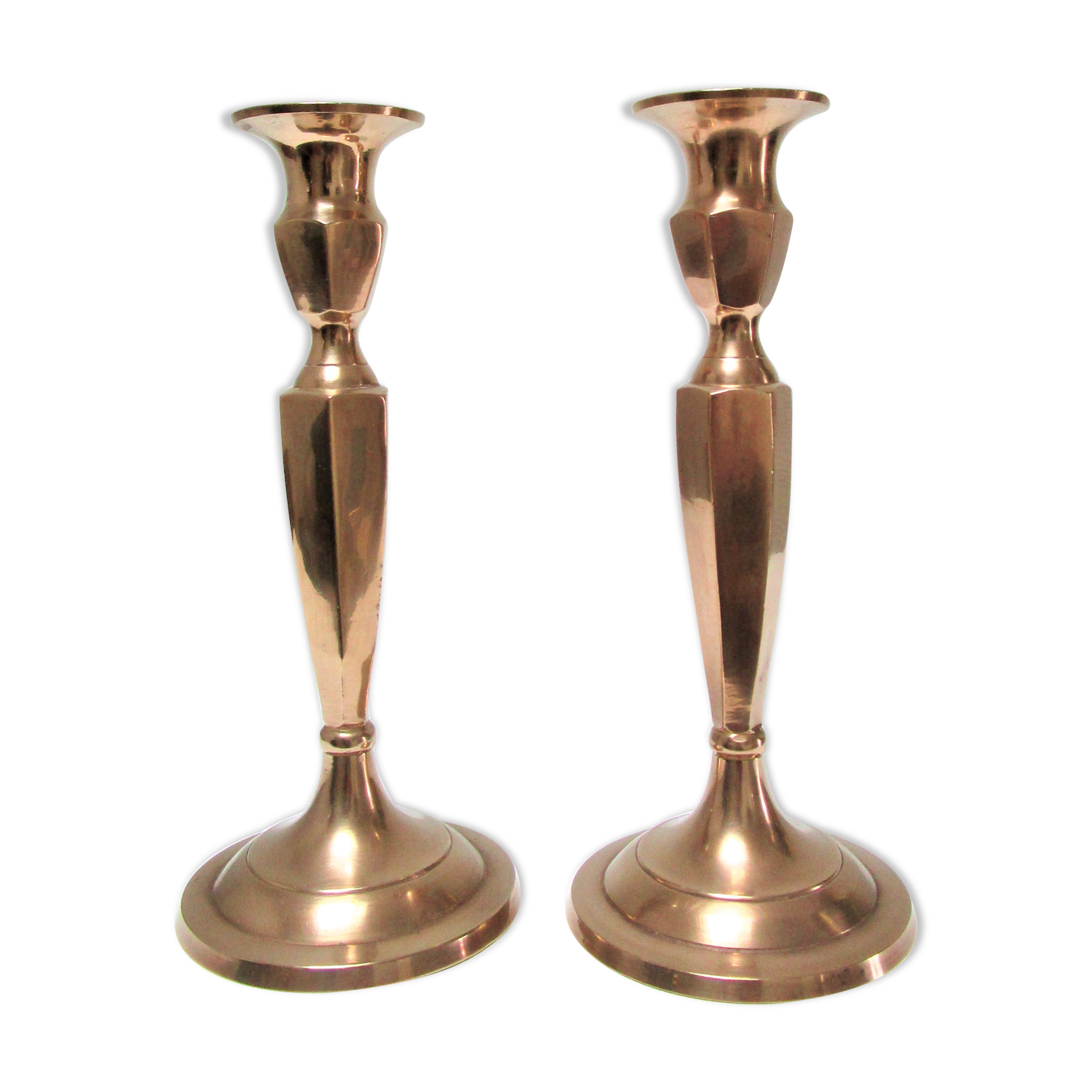pair of candle holders solid brass gilded neo classic vintage style