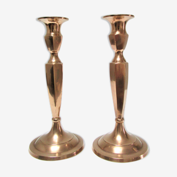 pair of candle holders solid brass gilded neo classic vintage style