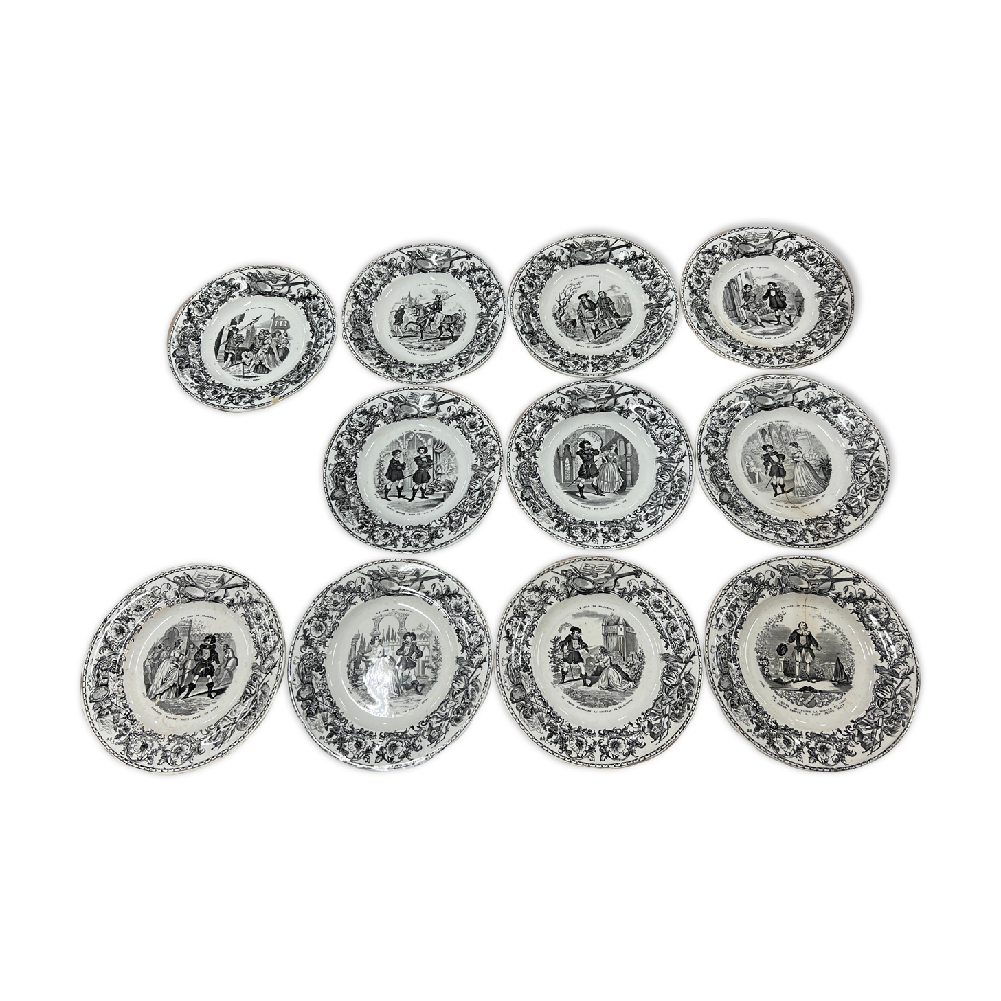 Set of 11 plates Creil Montereau LM & Cie