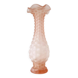 Pink frosted glass corolla vase Empoli Italy 1960