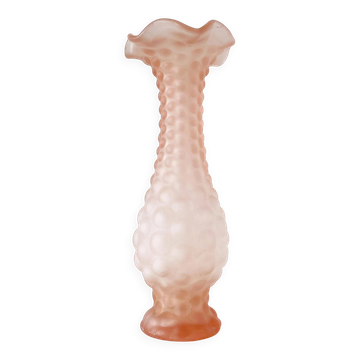 Vase corolle verre dépoli rose Empoli Italie 1960