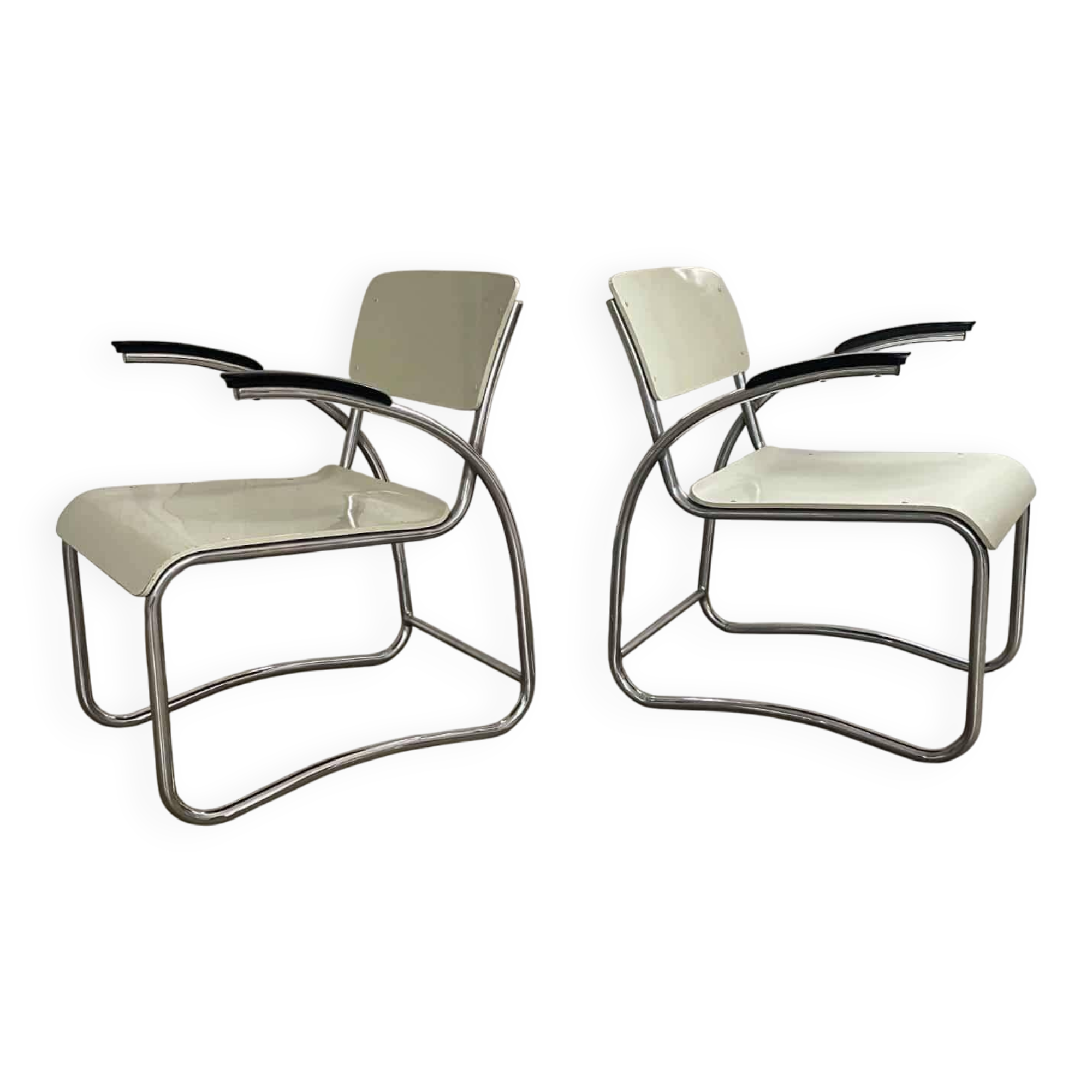 Bauhaus style arm chairs, easy chairs, Auping, The Netherlands, 1930s