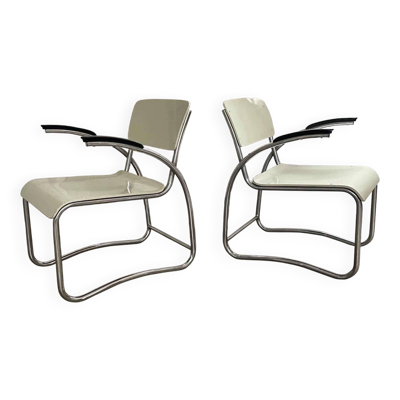 2 fauteuils de style Bauhaus, Auping, Pays-Bas, années 1930