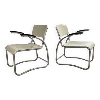 Bauhaus style arm chairs, easy chairs, Auping, The Netherlands, 1930s