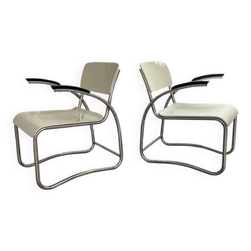 Bauhaus style arm chairs, easy chairs, Auping, The Netherlands, 1930s