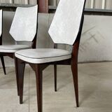 Set of 4 elegant French chairs Scandinavian style vintage 1960 imitation leather