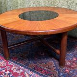 Table basse ronde GPlan en teck vintage rétro du milieu du siècle