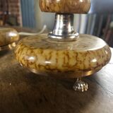 Paire de lampes effet marbre jaune boudoir français