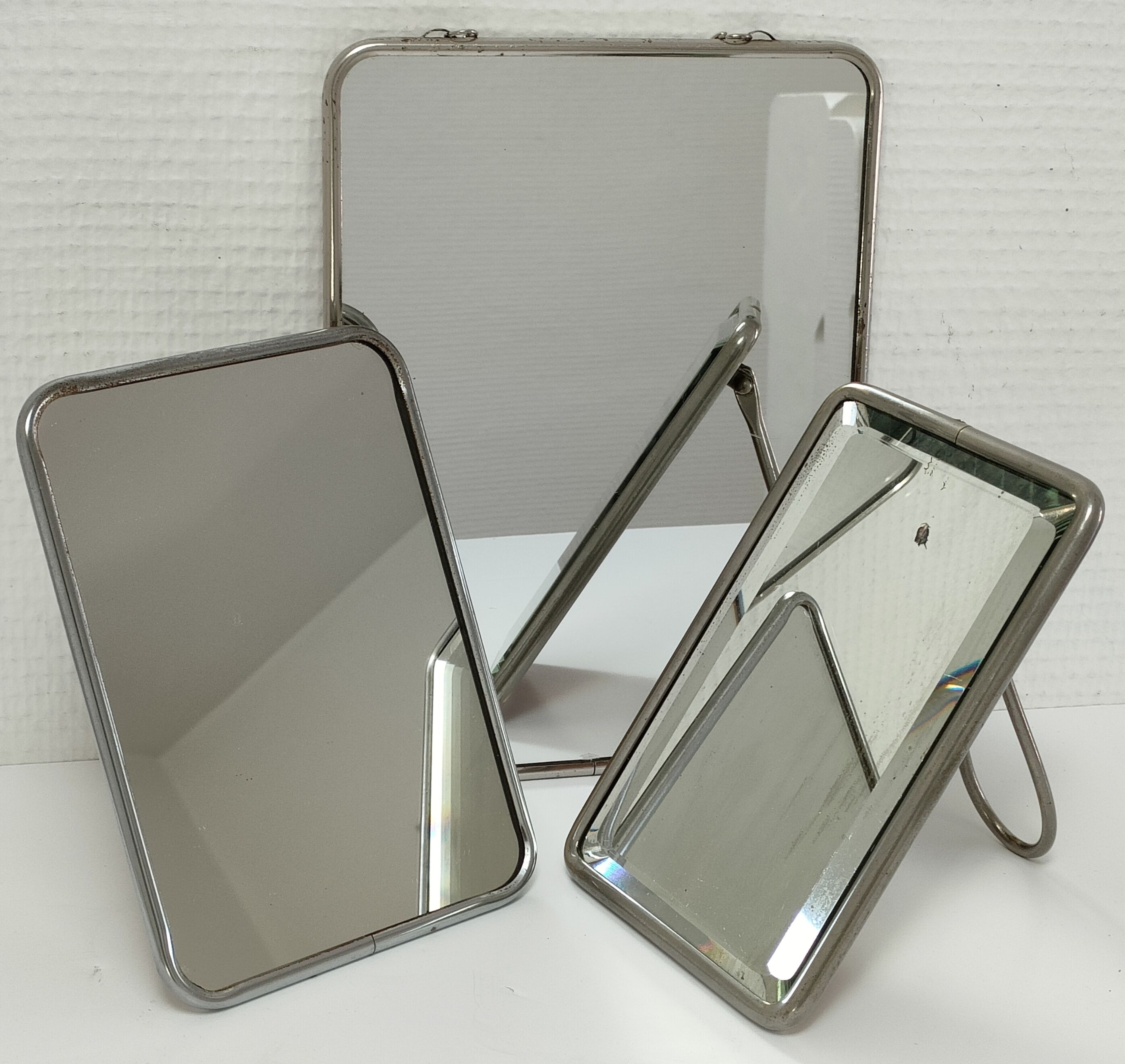 three barber mirrors metal frame early to middle XXth