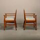 Chaises Art Déco de l'École d'Amsterdam en chêne massif et tissu rayé