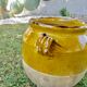 Vase, pot, jarre à huile en terre cuite vernissée jaune, fin 19ème