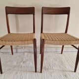 Pair of Danish chairs in teak and rope