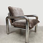 Fauteuil lounge HKliving chrome 'velours marron'