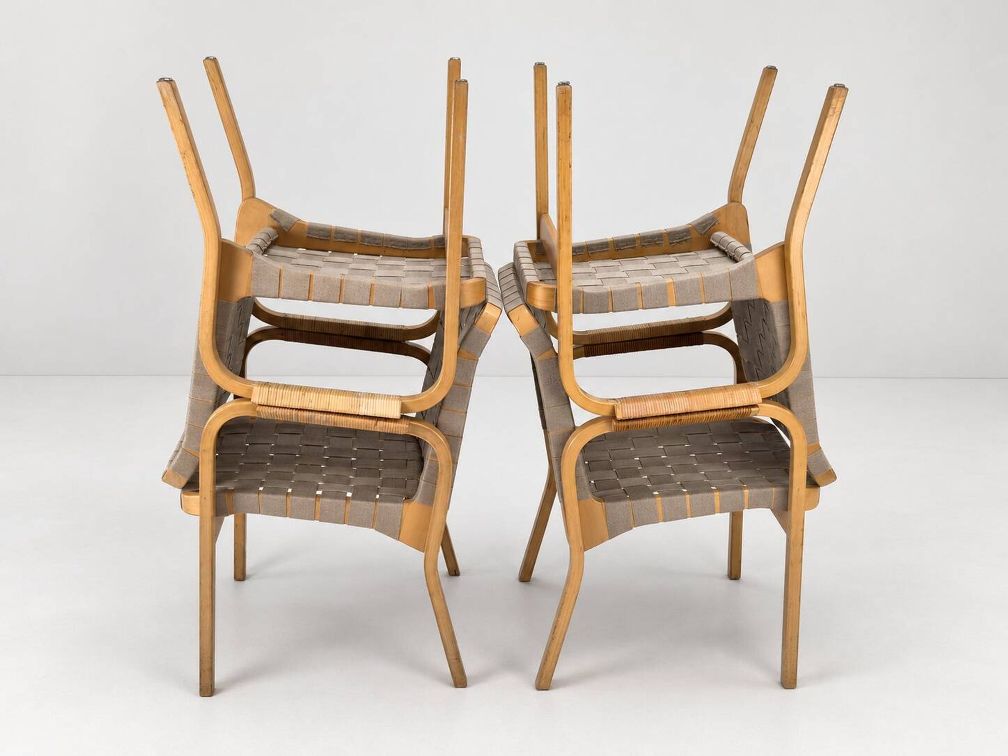 Model 45 Lounge Chairs by Alvar Aalto for Artek, 1970s, Set of 4
