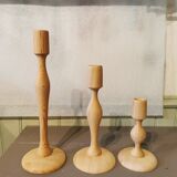 Trio of cedar wood candle holders Morocco
