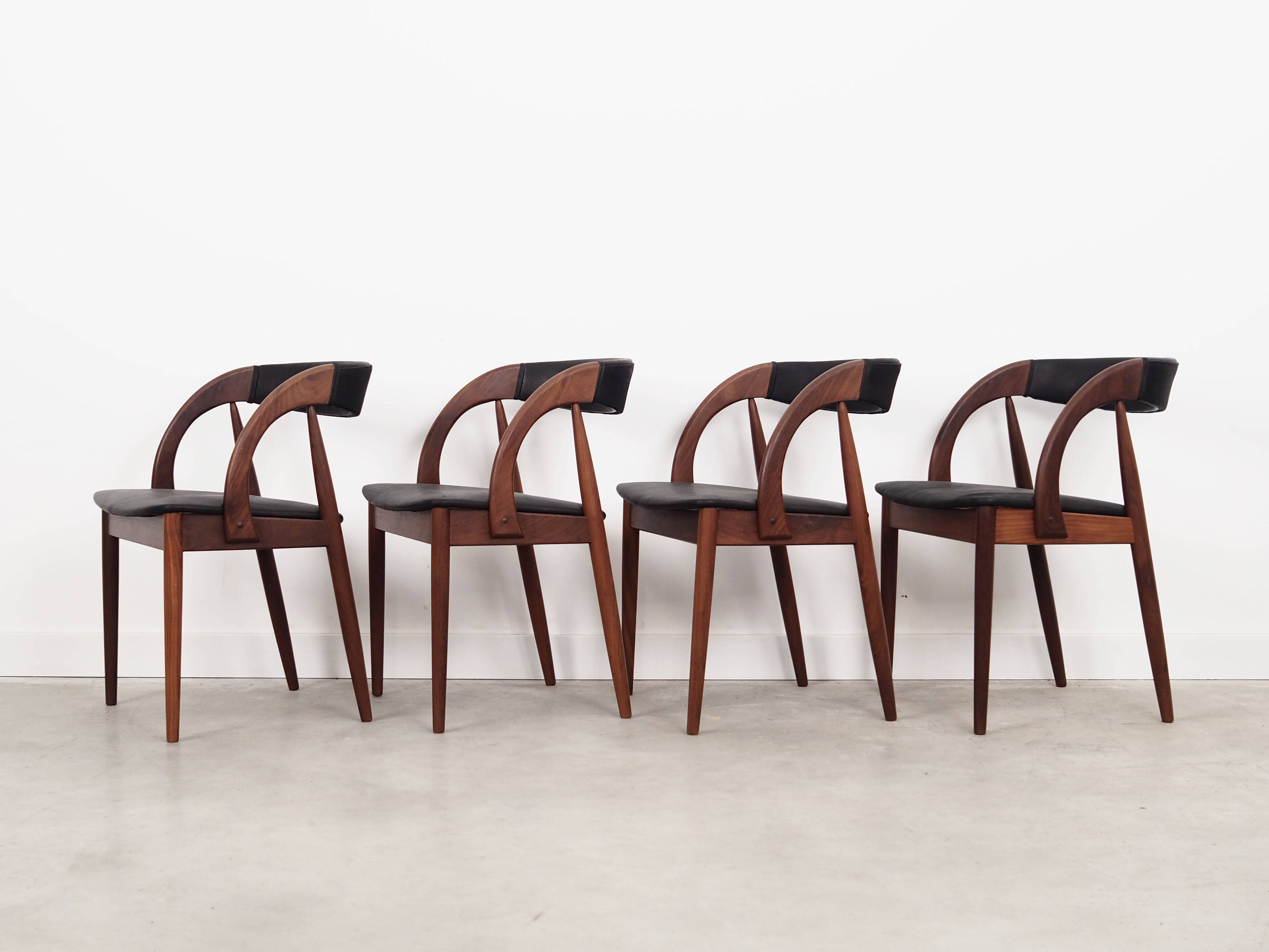 Ensemble de quatre chaises en teck, design danois, années 1970, fabricant : Orte Mobelfabrik