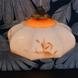 Suspension blown glass opaline glass of 1920s orange milk