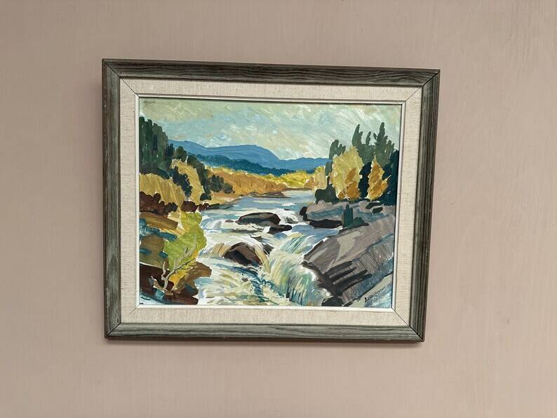 Original Swedish Oil on Panel – “Landscape With Water” by B. Lundqvist – Vintage & Framed – 56 × 48 cm (22" × 18.8")