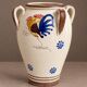 Ceramic vase with four handles from Grottaglie, decorated with a rooster, Apulia.