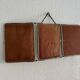 Vintage 1930s triptych barber mirror with bevelled glass in orange - 25 x 59 cm