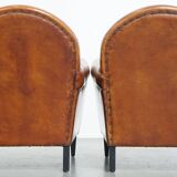 Lot de 2 chaises vintage en cuir de mouton