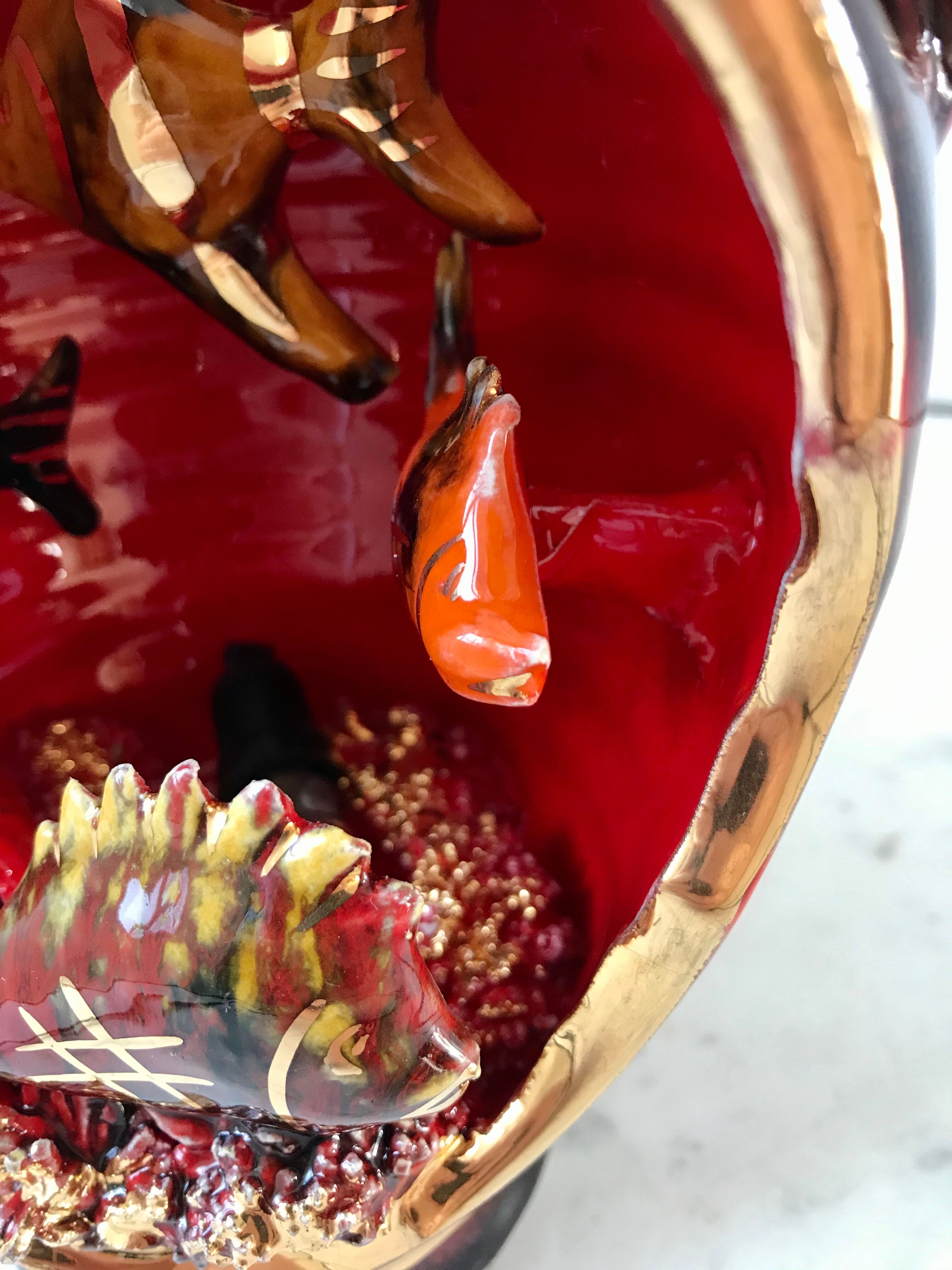 Lamp Vallauris fish handle corals 70s bulb provided