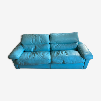 Poltrona Frau Blue Leather Sofa