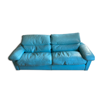 Poltrona Frau Blue Leather Sofa