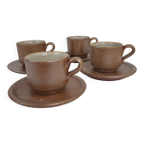 4 Norman coffee cups / Puisaye / Pyrite stoneware