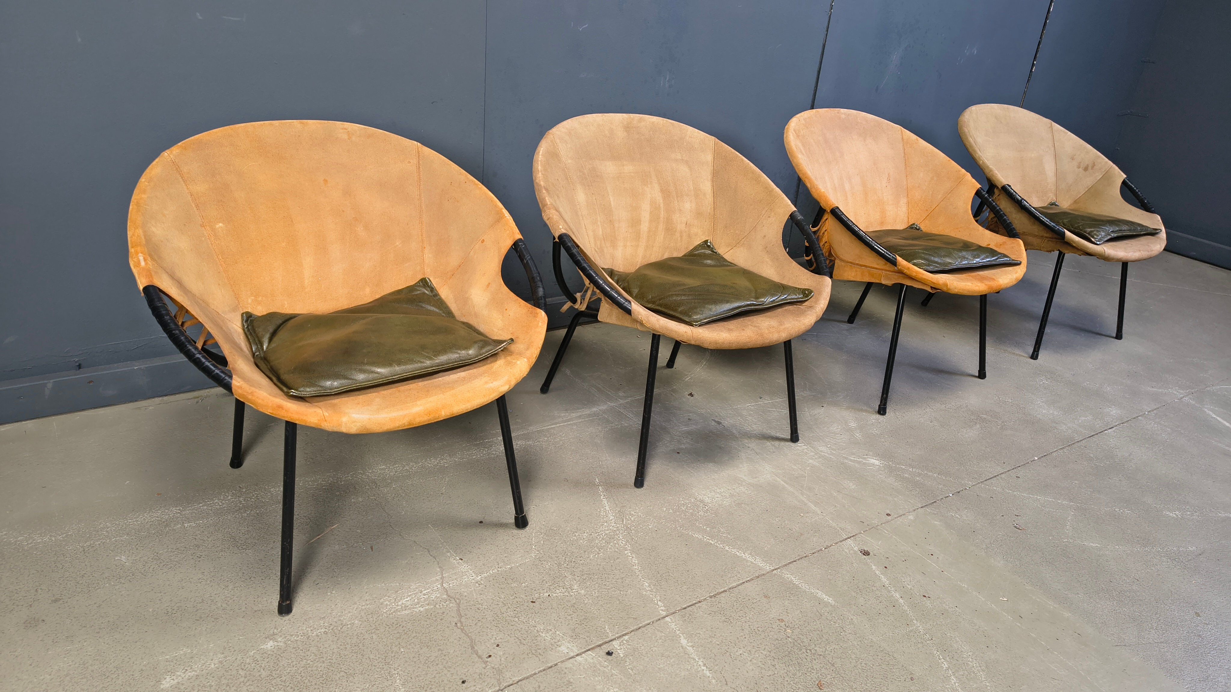Vintage balloon chairs by Lusch & Co, 1960s - set of 4