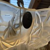 Art Deco suspension in moulded-pressed glass with geometric decoration signed Degué.