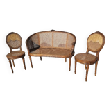 Canape bench 2 chairs louis xvi walnut canning