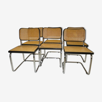 Suite 6 chaises Cesca B32 par Marcel Breuer années 80
