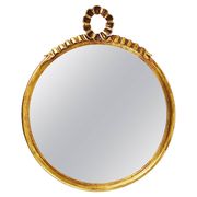 Round wall mirror in gilded wood, mid-century, C. Allodi & G. Subelli, Italy, 1950s.