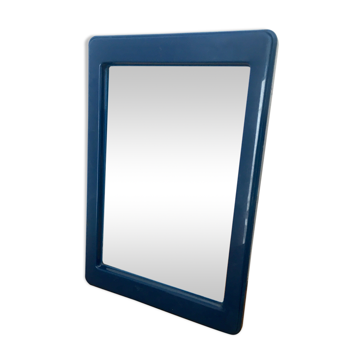 80s hand mirror navy blue frame