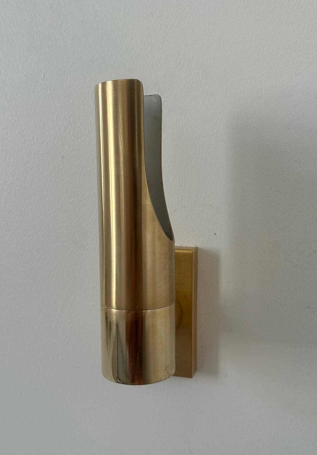 Pair of vintage adjustable brass wall lights, France 1970.