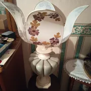 Large vintage flower lamp signed Aumaire – 80 cm – Herbarium of dried flowers