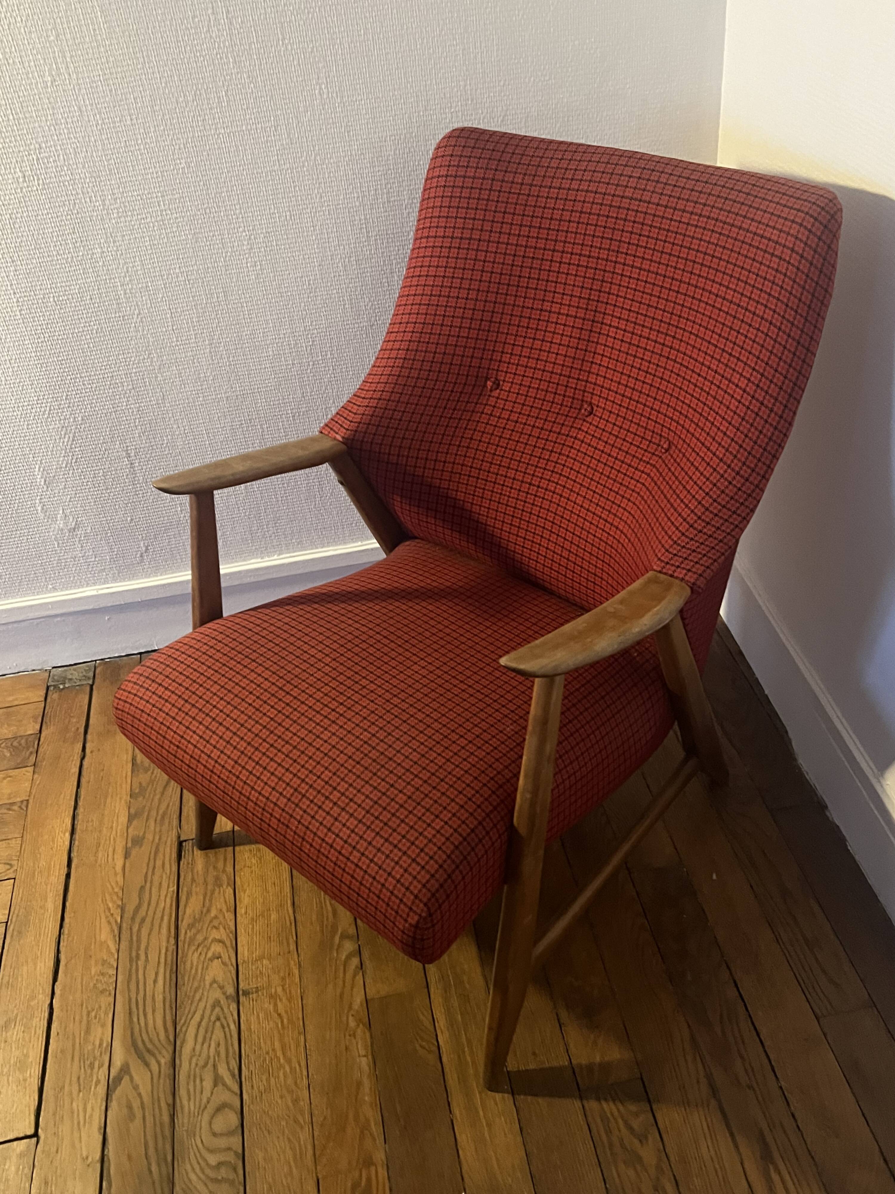 Red Houndstooth Armchair